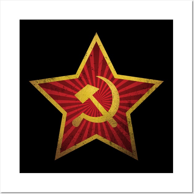 Soviet Red Star Insignia Distressed Wall Art by Beltschazar